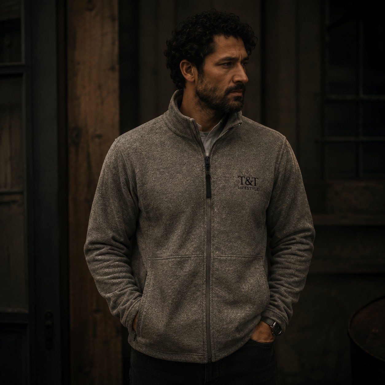 Grey fleece jacket